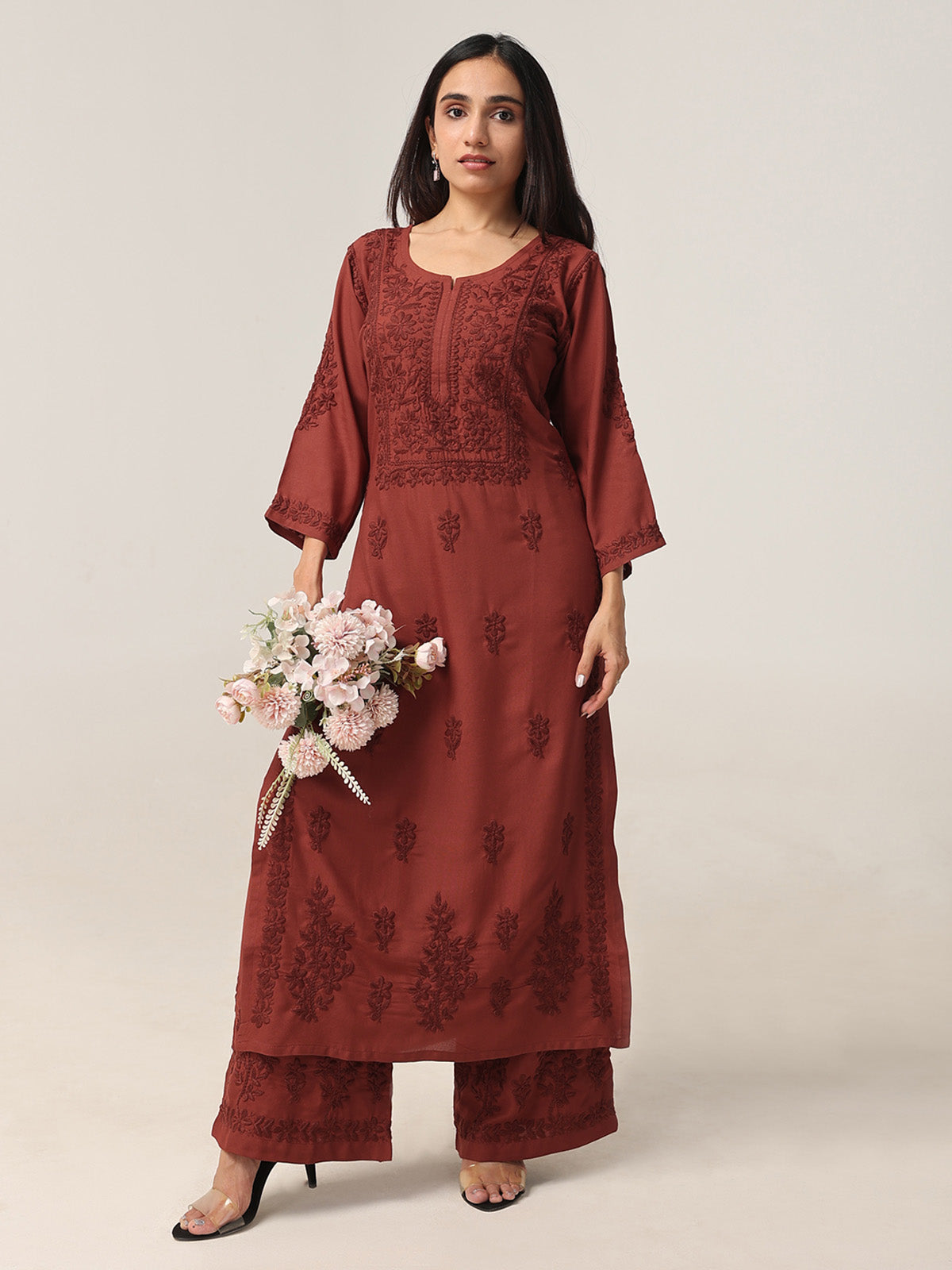 Aayat Rust Rayon Kurta Pant set
