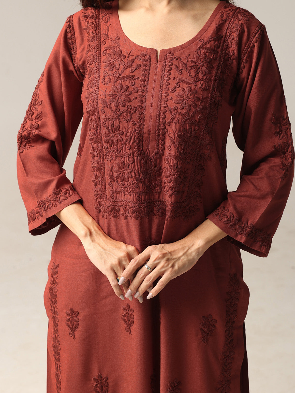 Aayat Rust Rayon Kurta Pant set