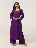 Gulistaan Purple 2 piece Rayon Kurta Plazzo set