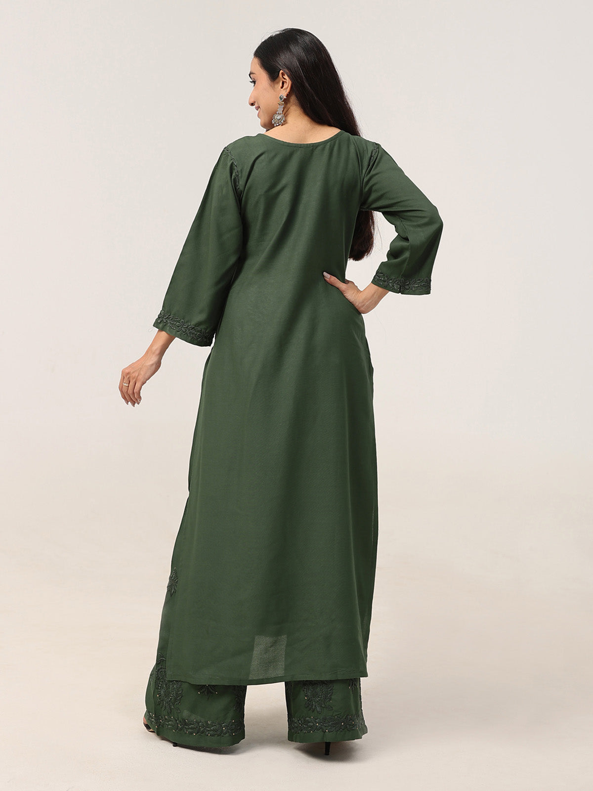 Gulistaan Green 2 piece Rayon Kurta Plazzo set