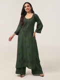 Gulistaan Green 2 piece Rayon Kurta Plazzo set