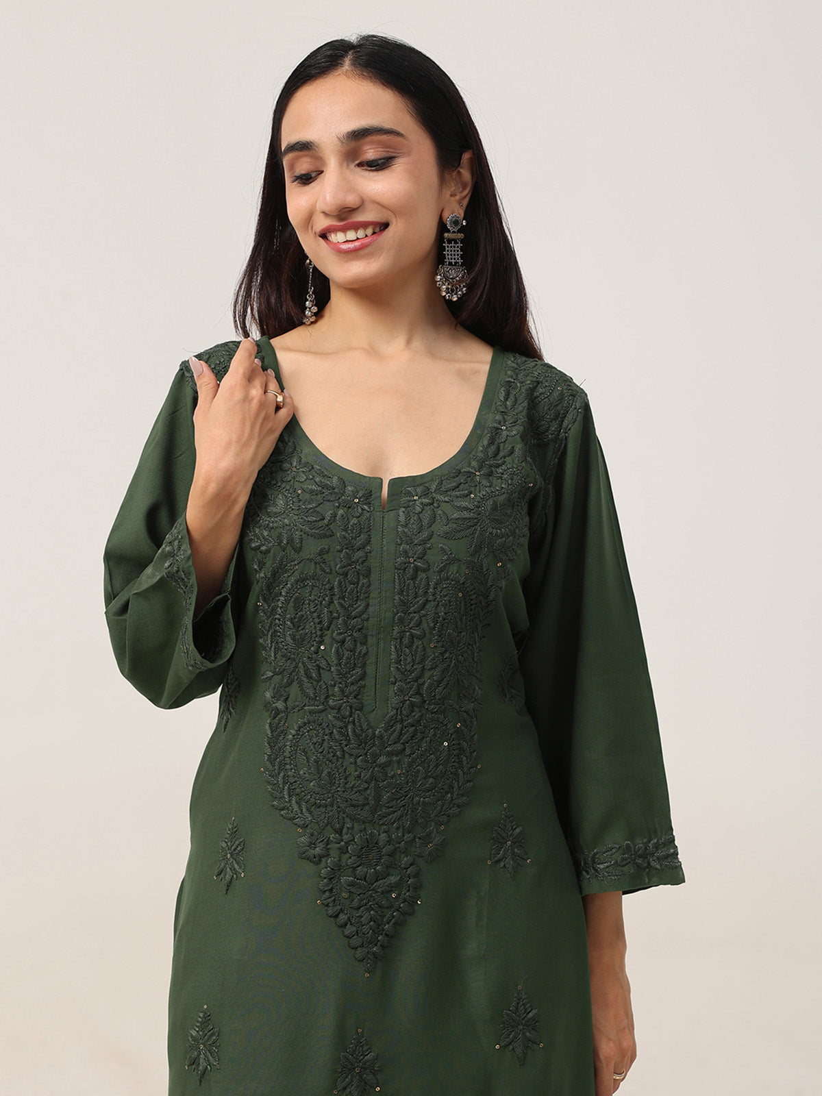 Gulistaan Green 2 piece Rayon Kurta Plazzo set