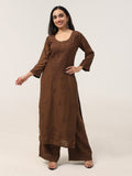 Gulistaan Brown 2 piece Rayon Kurta Plazzo set