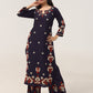 Sanvi Navy Blue Floral Embroidered Kurta with Palazzo Set