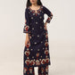 Sanvi Navy Blue Floral Embroidered Kurta with Palazzo Set
