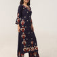 Sanvi Navy Blue Floral Embroidered Kurta with Palazzo Set