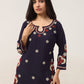 Sanvi Navy Blue Floral Embroidered Kurta with Palazzo Set