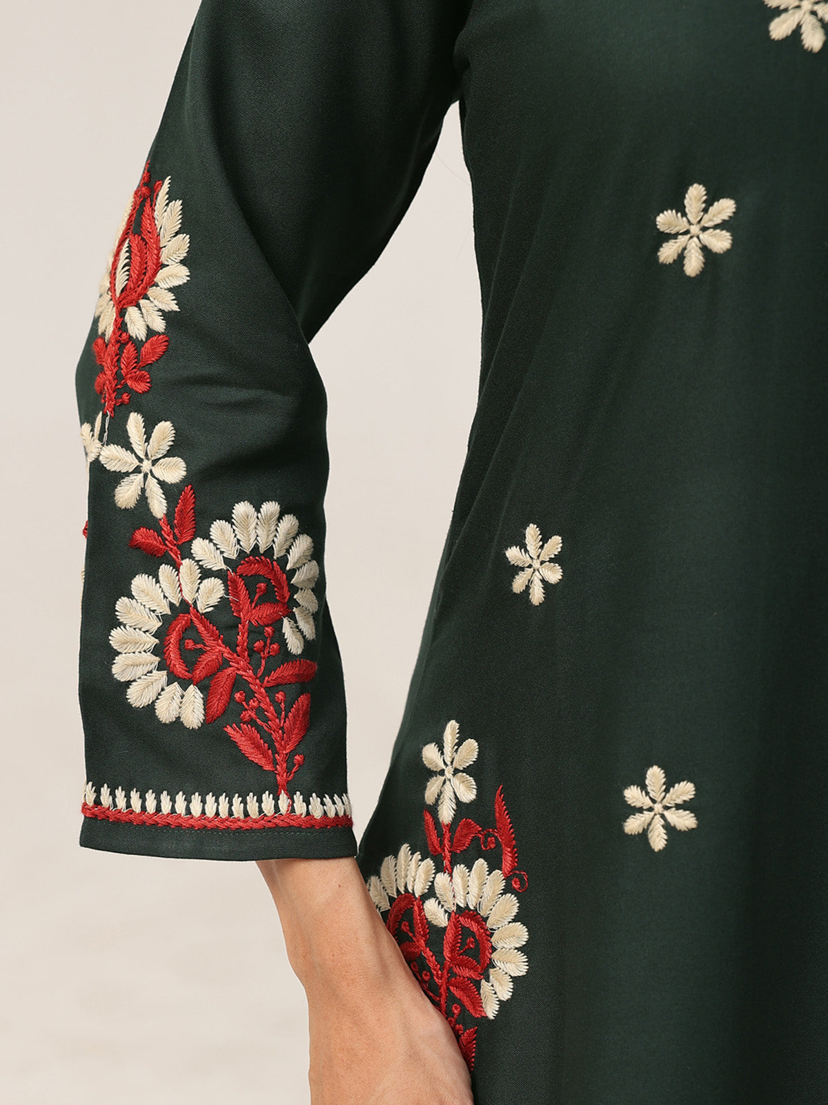 Sanvi Green Floral Embroidered Kurta with Palazzo Set