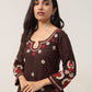 Sanvi Brown Floral Embroidered Kurta with Palazzo Set