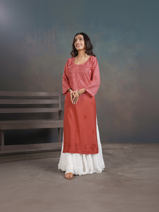 Amber Rose Brown Ombre Long Rayon Kurta