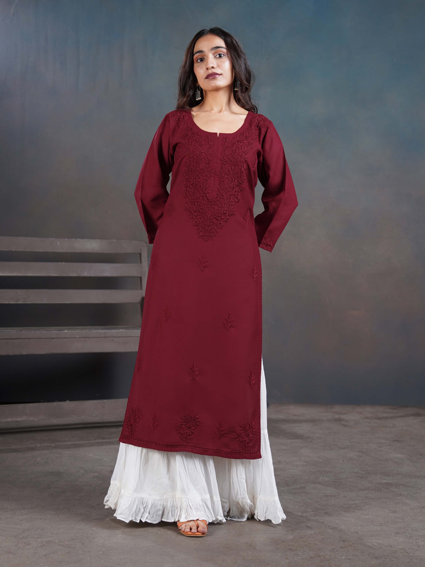 Amber Maroon Long Rayon Kurta
