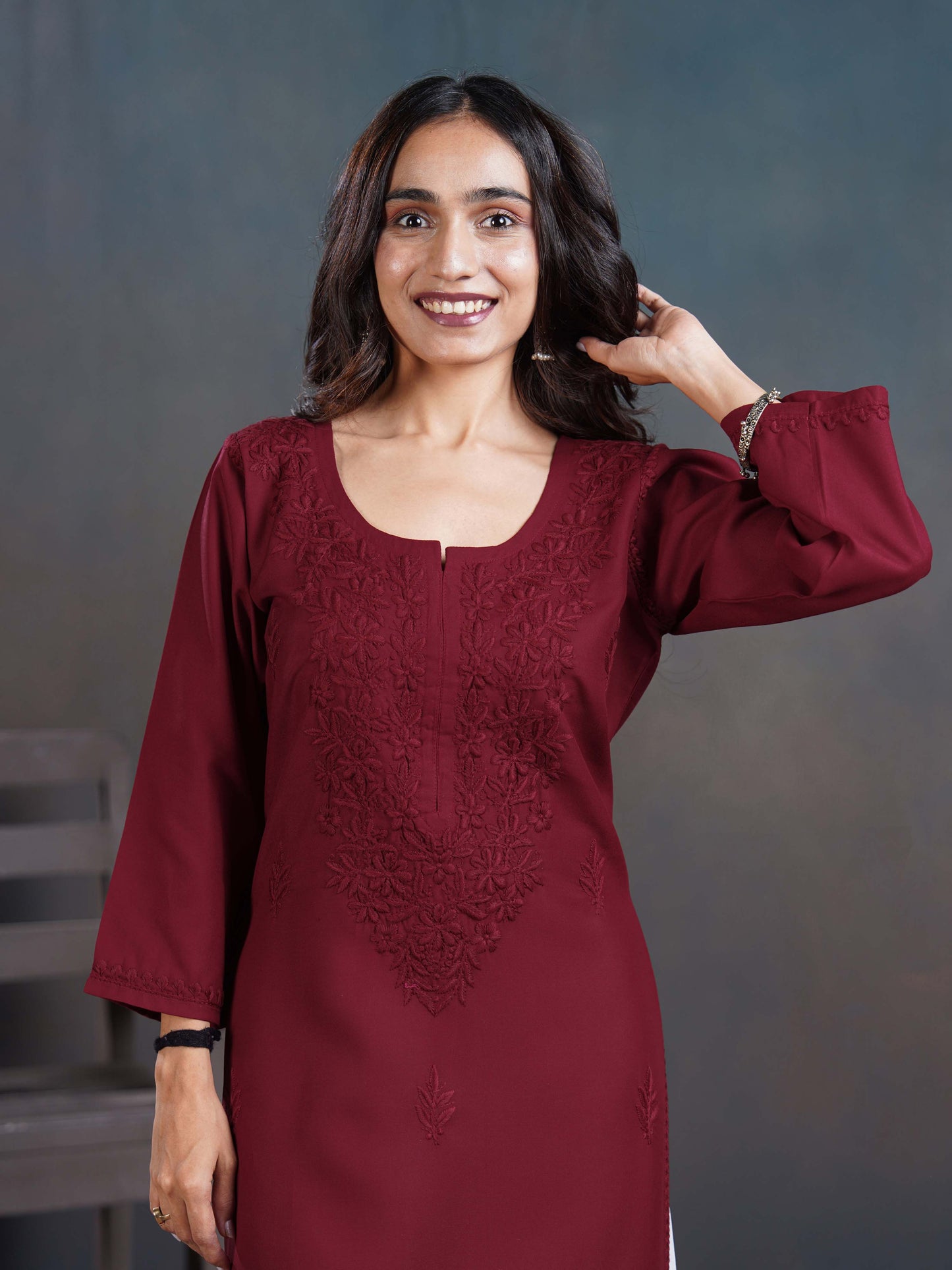 Amber Maroon Long Rayon Kurta