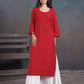 Amber Red Long Rayon Kurta