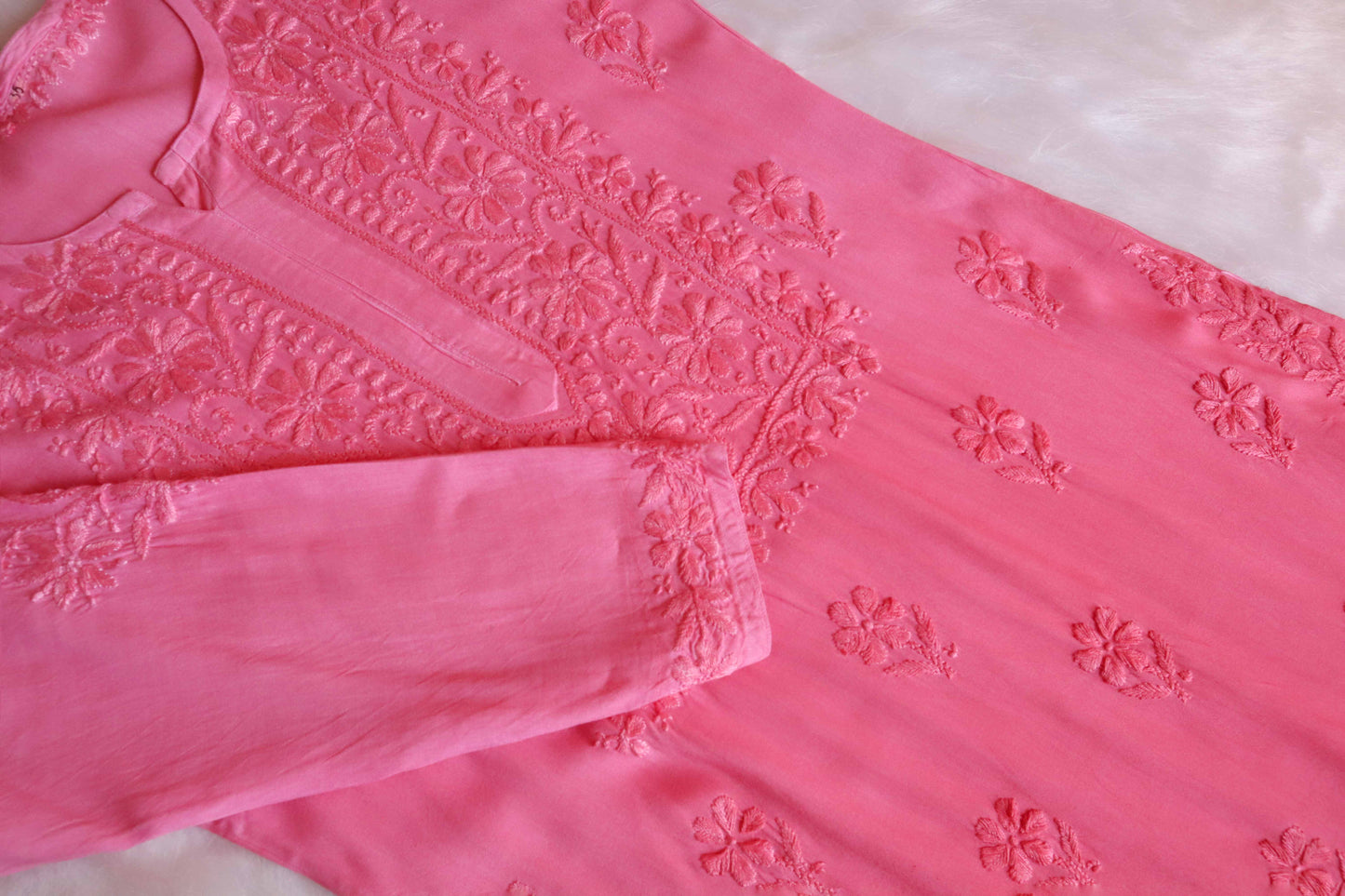 anora Rose Pink Rayon Kurta Pant set