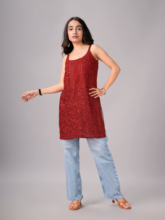 Eira Maroon Viscose Strappy Kurta