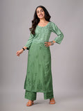 anora Sage Green Rayon Kurta Pant set