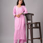 anora Baby Pink Rayon Kurta Pant set