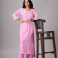 anora Baby Pink Rayon Kurta Pant set