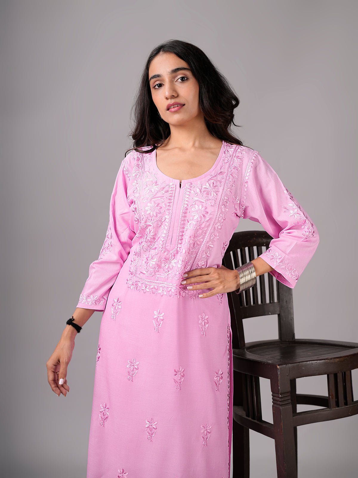anora Baby Pink Rayon Kurta Pant set
