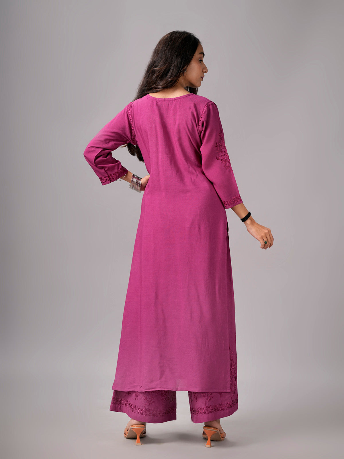 anora Smoky Purple Pink Rayon Kurta Pant set
