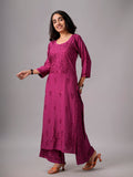 anora Smoky Purple Pink Rayon Kurta Pant set