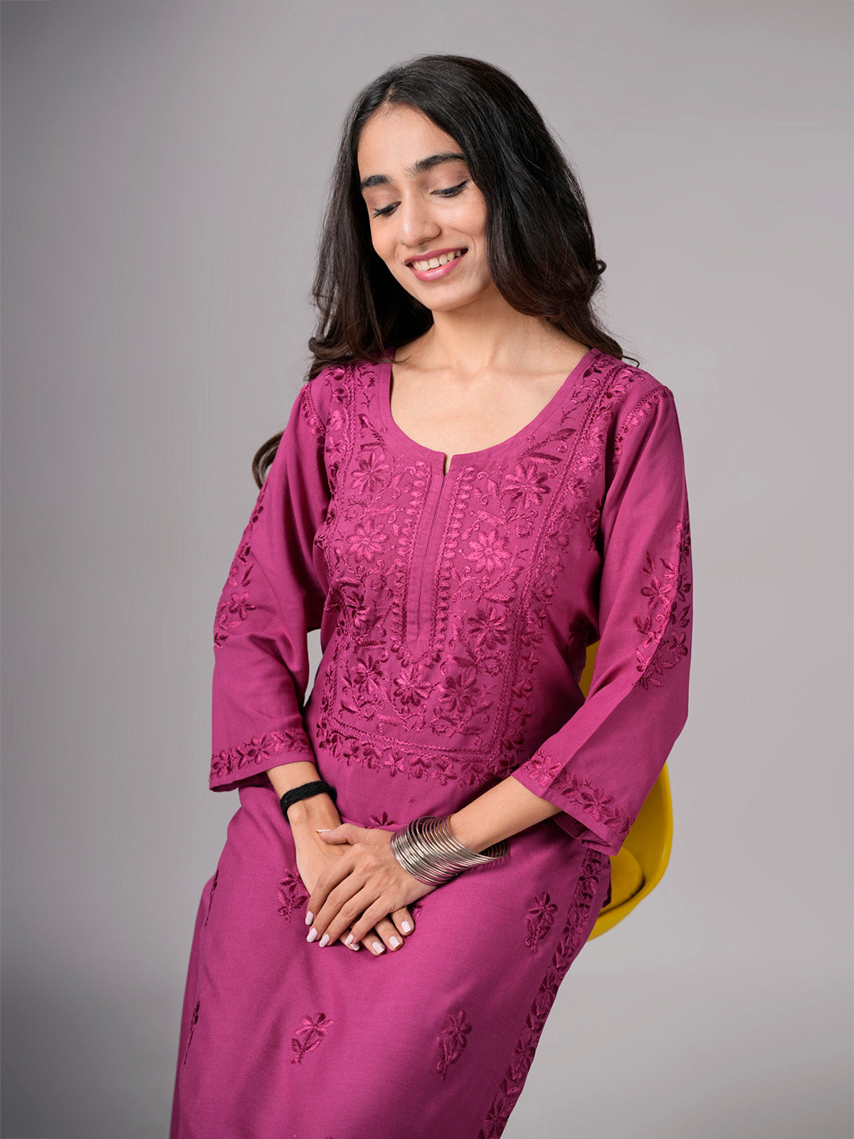anora Smoky Purple Pink Rayon Kurta Pant set