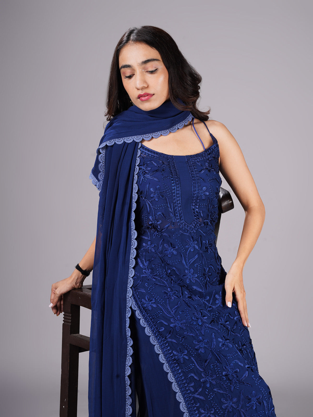 Ramya Navy Blue Suit Set