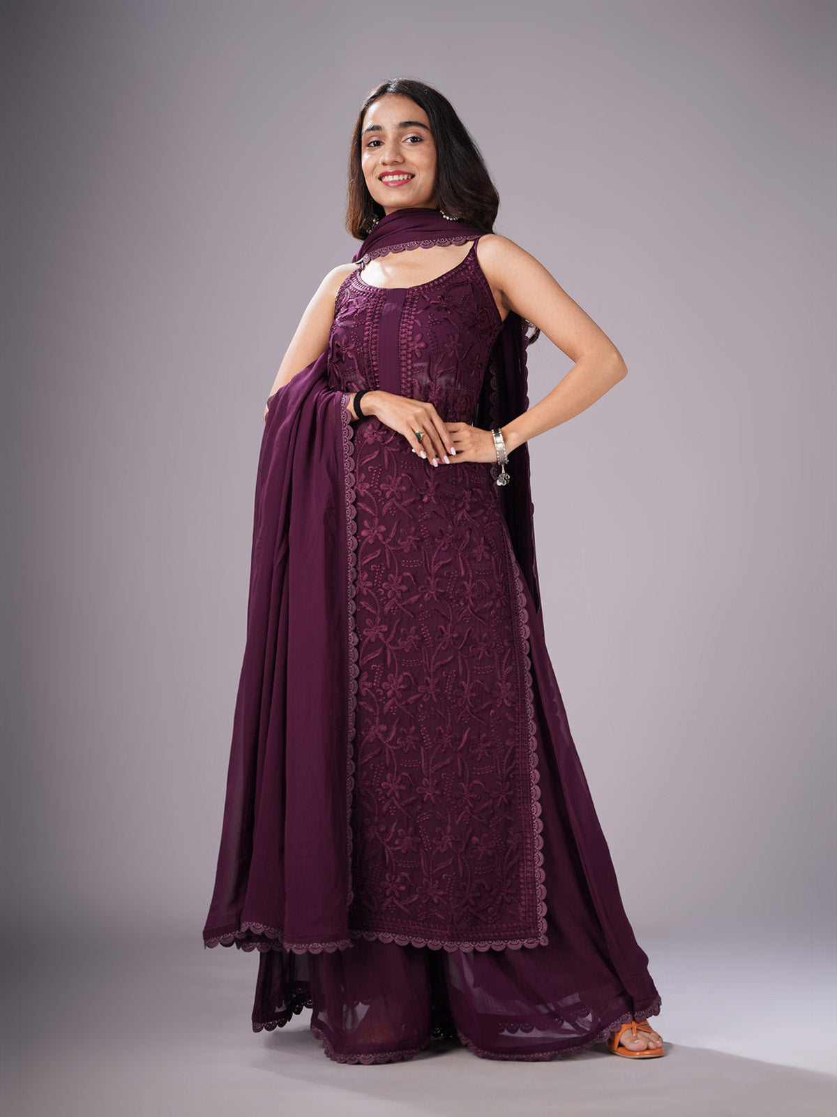 Ramya Wine Suit Set