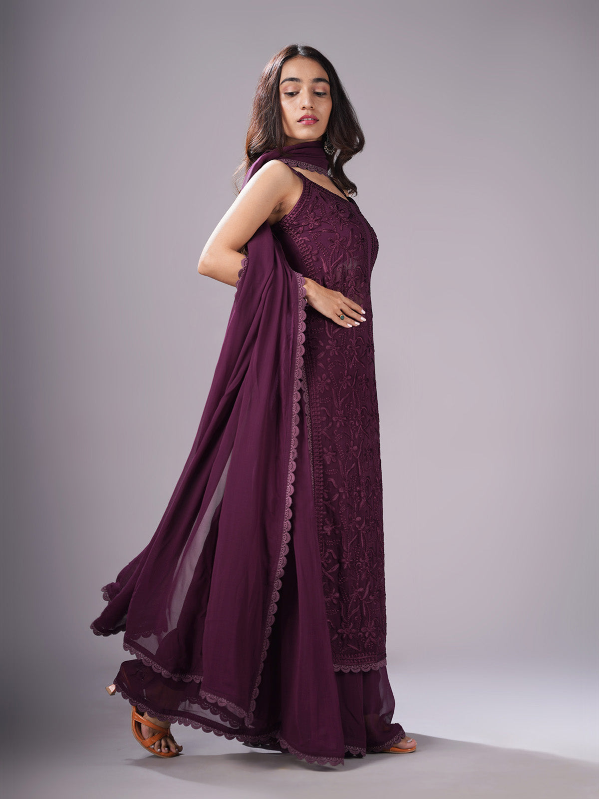 Ramya Wine Suit Set