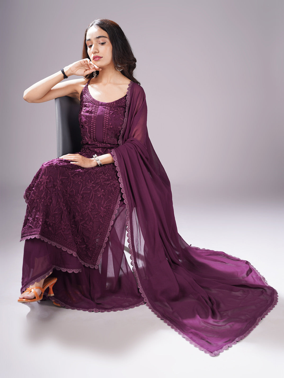 Ramya Wine Suit Set