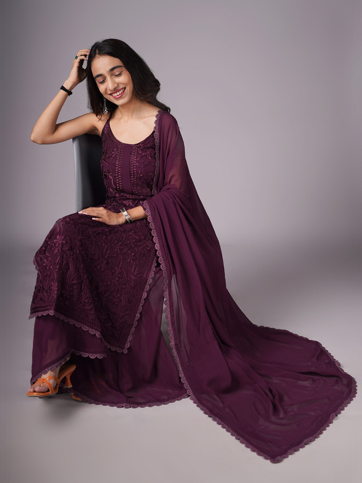 Ramya Wine Suit Set