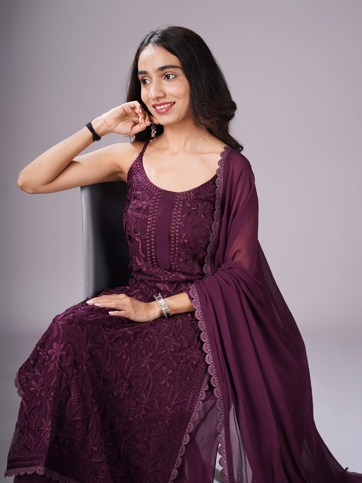 Ramya Wine Suit Set