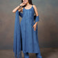 Falak Sapphire Blue Noodle Strap 3 Piece Kurta set