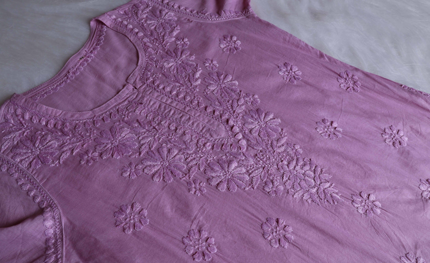 Nazakat Dusty Purple Cotton short kurta