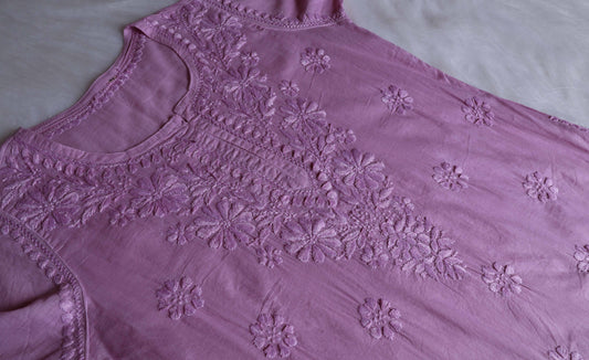 Nazakat Dusty Purple Cotton short kurta