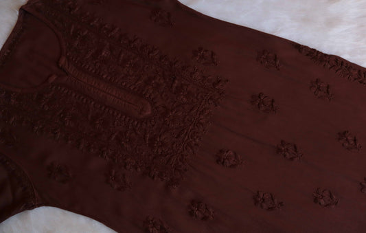 Nikhat Coffee Brown Rayon Kurta