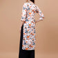 Kasha White & Orange Floral Long MulMul kurta