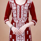 ZEENAT Maroon Long rayon Kurta