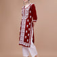ZEENAT Maroon Long rayon Kurta