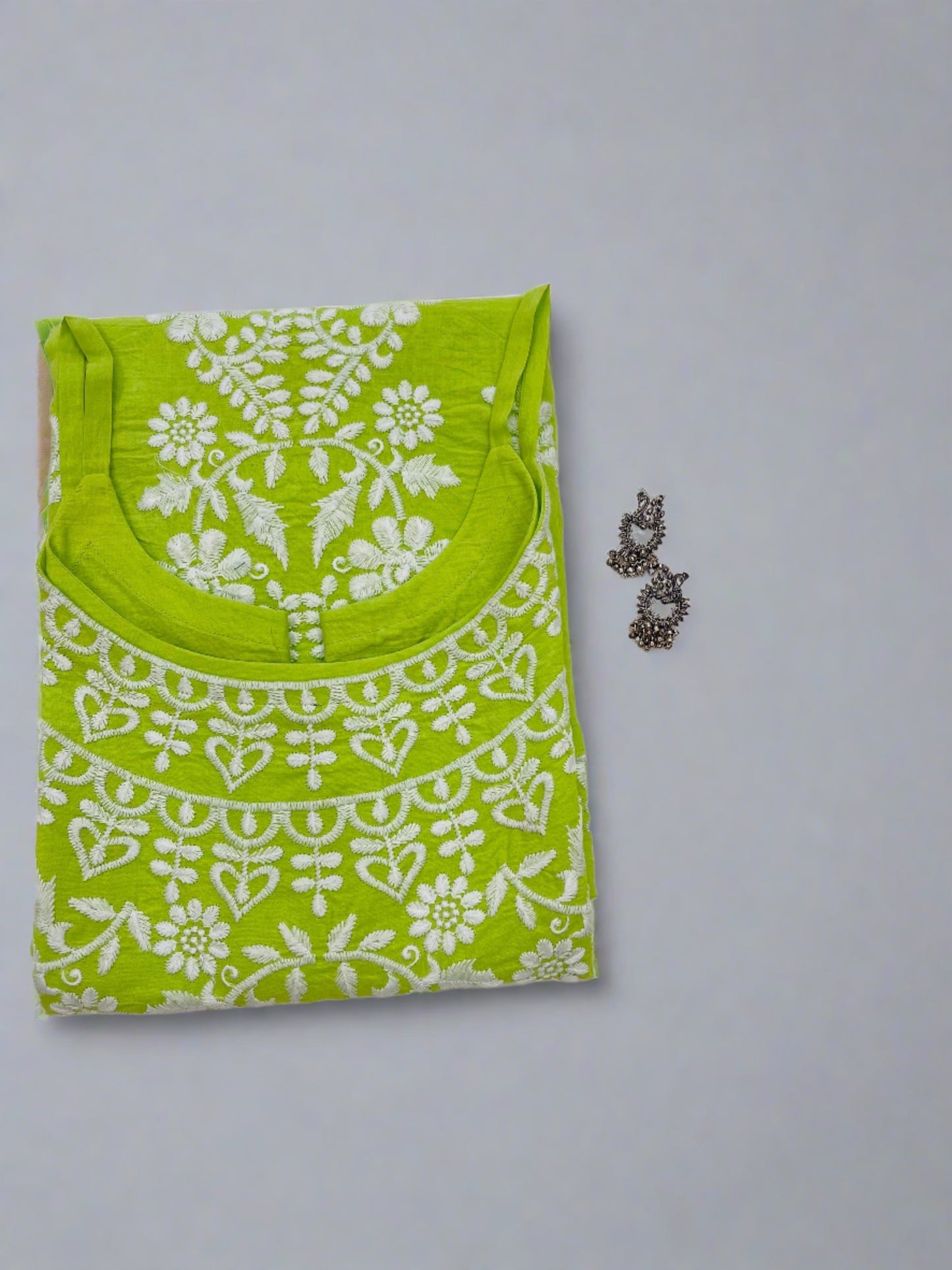 NAZAKAT Lime Green Cotton Kurta