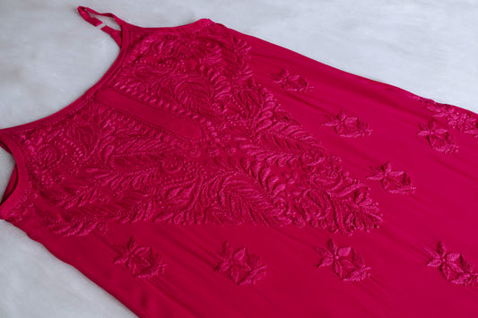Nayaab Deep Pink Viscose Sleeveless Set