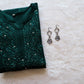 MIRHA BOTTLE GREEN RAYON SEQUIN EMBLLISHED LONG KURTA