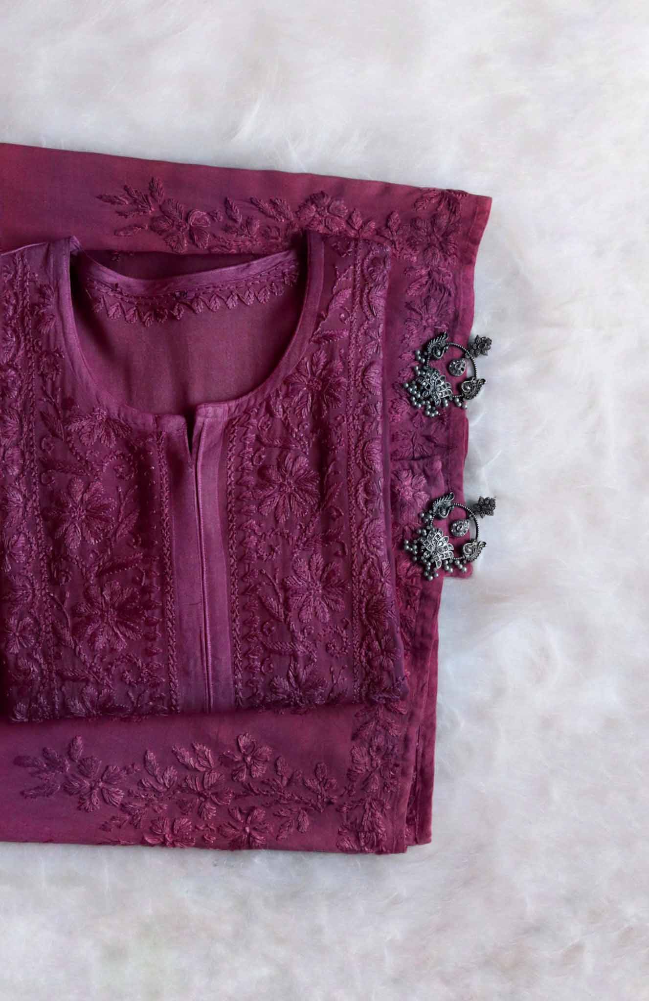 anora Smoky Purple Pink Rayon Kurta Pant set