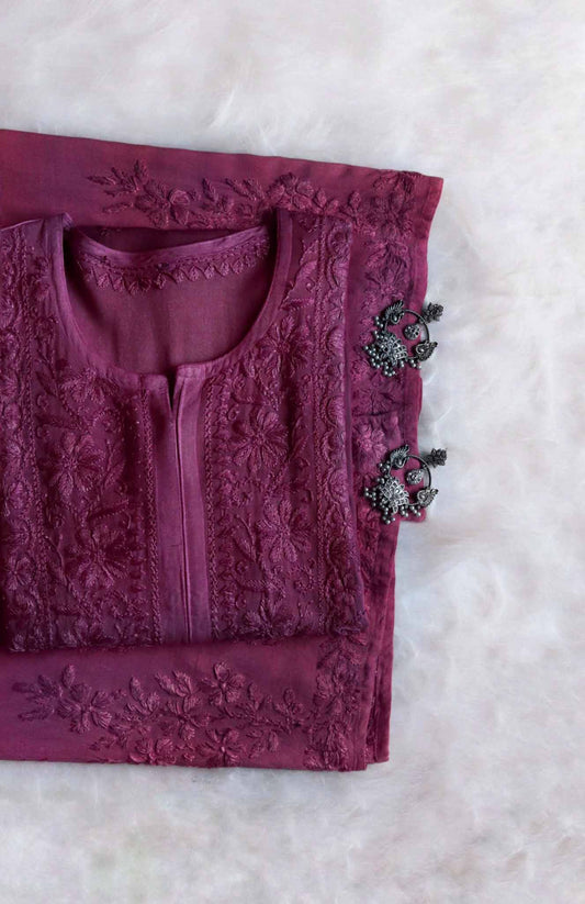 anora Smoky Purple Pink Rayon Kurta Pant set