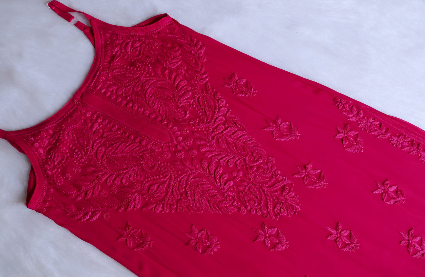 Nayaab Deep Pink Viscose Sleeveless Set