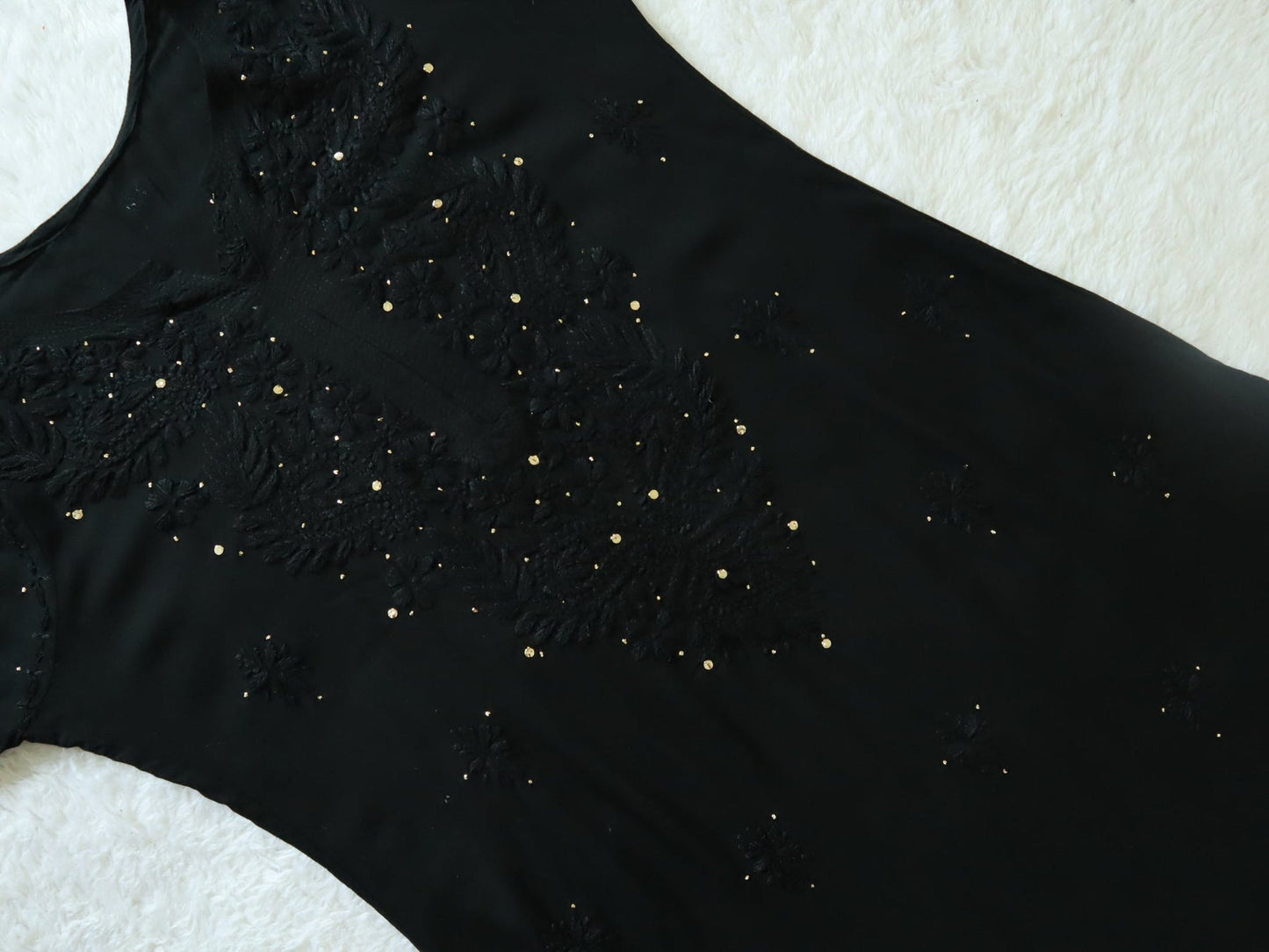 Mirha Black Rayon Sequin Embllished Long Kurta