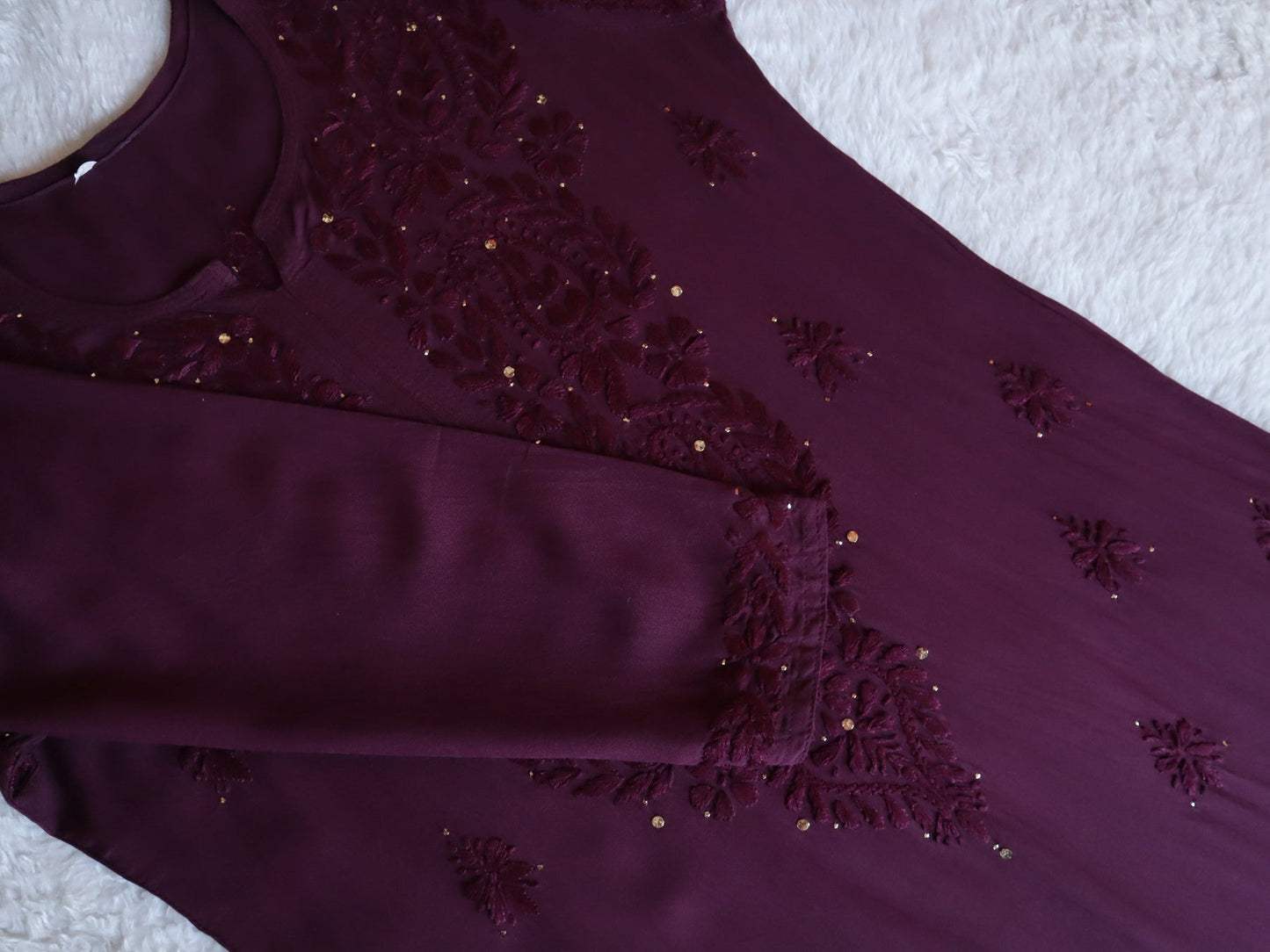 Mirha Plum Rayon sequin embllished Long Kurta