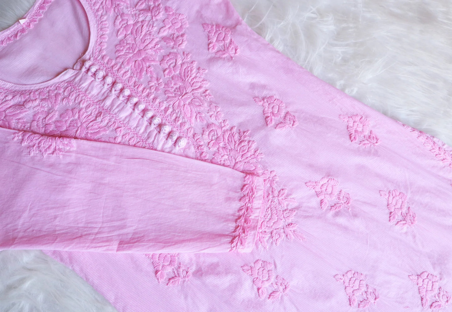 Anouki Baby Pink Rayon Kurta