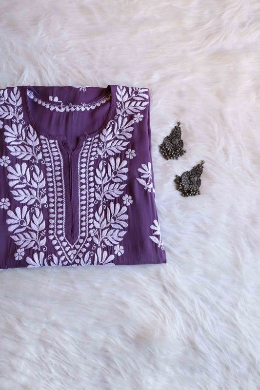 Nura Dusty Mauve Long Modal Kurta