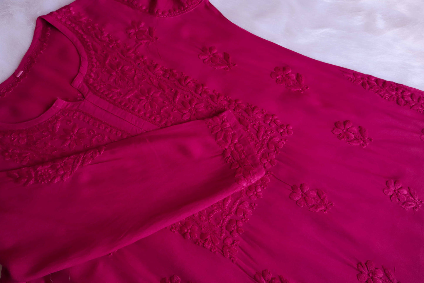 anora Deep Pink Rayon Kurta Pant set